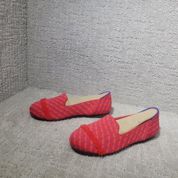 Rothy's The Loafer Girls Size US 1 Red Pomegranate Grid Round Toe Slip on Shoes - Picture 6 of 10